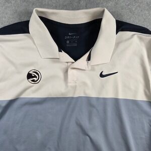 Nike Atlanta Hawks Polo Mens XL Cream Color-block Dri-FIT Shirt